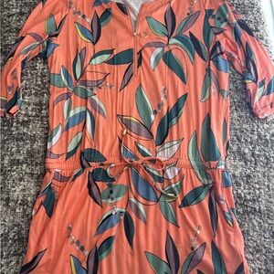 VENUS Coral Leaf Print Dress